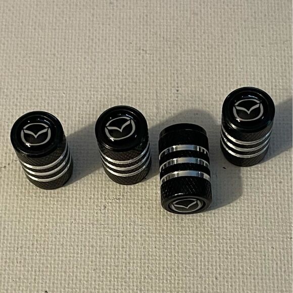 Mazda valve Stem caps in Black set of 4 NWT - Picture 3 of 4